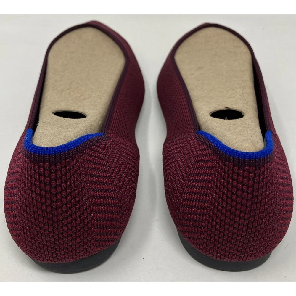 Rothy's‎ US Size 8.5 Point Cabernet Burgundy Herringbone Knit Ballet Flats